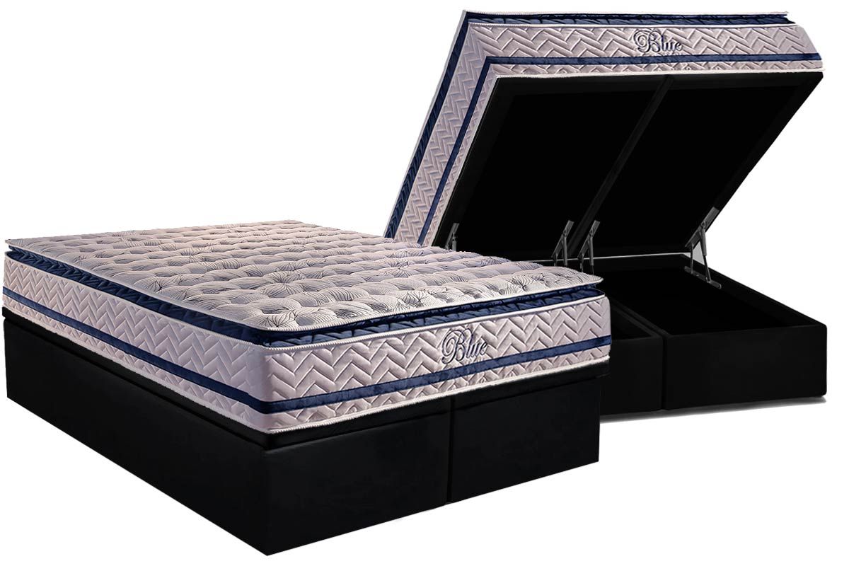 Cama Box Baú CRC +Colchão Molas Blue Paropas