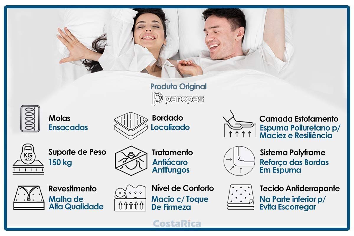 Cama Box Baú CRC +Colchão Molas Blue Paropas