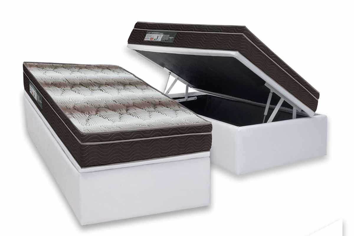 Cama Box Baú CRC +Colchão Ortopédico Light Ortobom