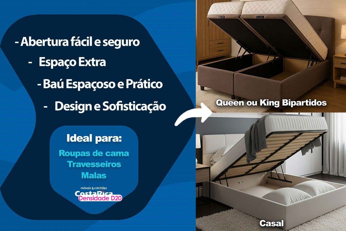 Cama Box Baú CRC +Colchão Espuma D33 Light Ortobom