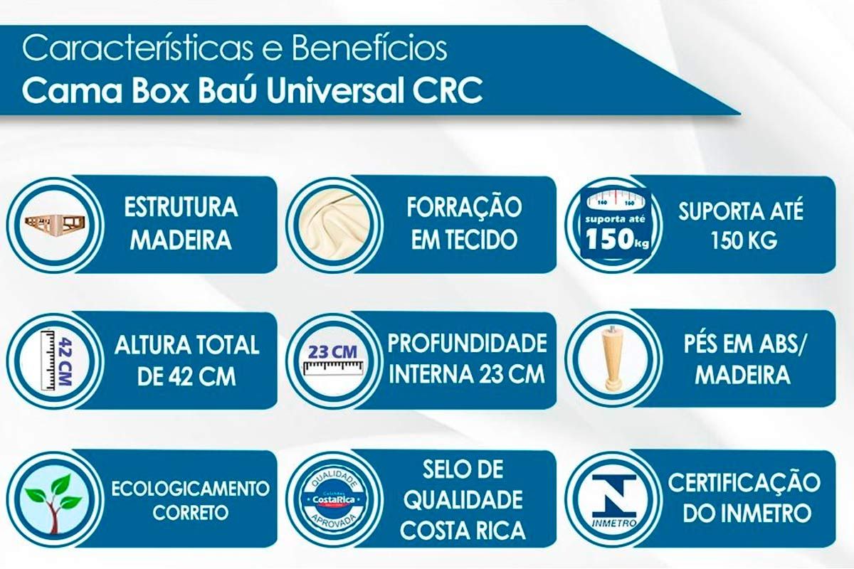 Cama Box Baú CRC +Colchão Molas American Herval