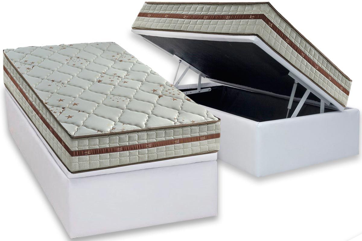 Cama Box Baú CRC +Colchão Molas Classic Anjos