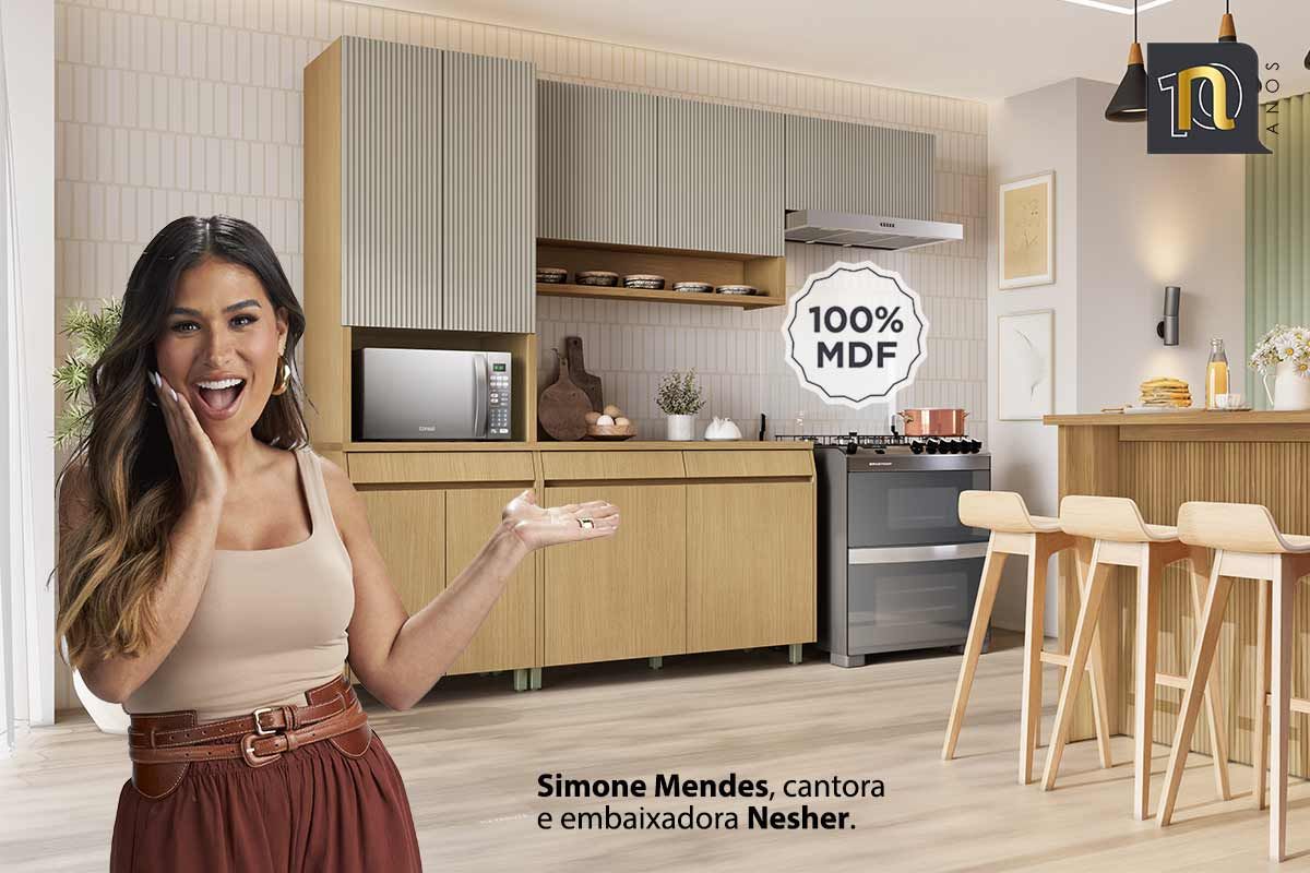 Armário Aéreo p/ Cozinha Simone Mendes c/ 2 Portas 120cm - Nesher