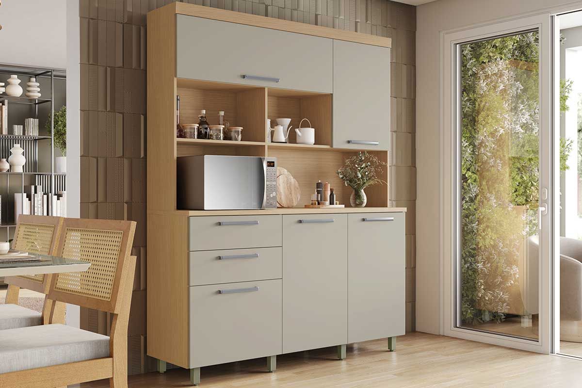 Cozinha Compacta Nesher Nobreza c/5 Portas e 2 Gavetas 160cm