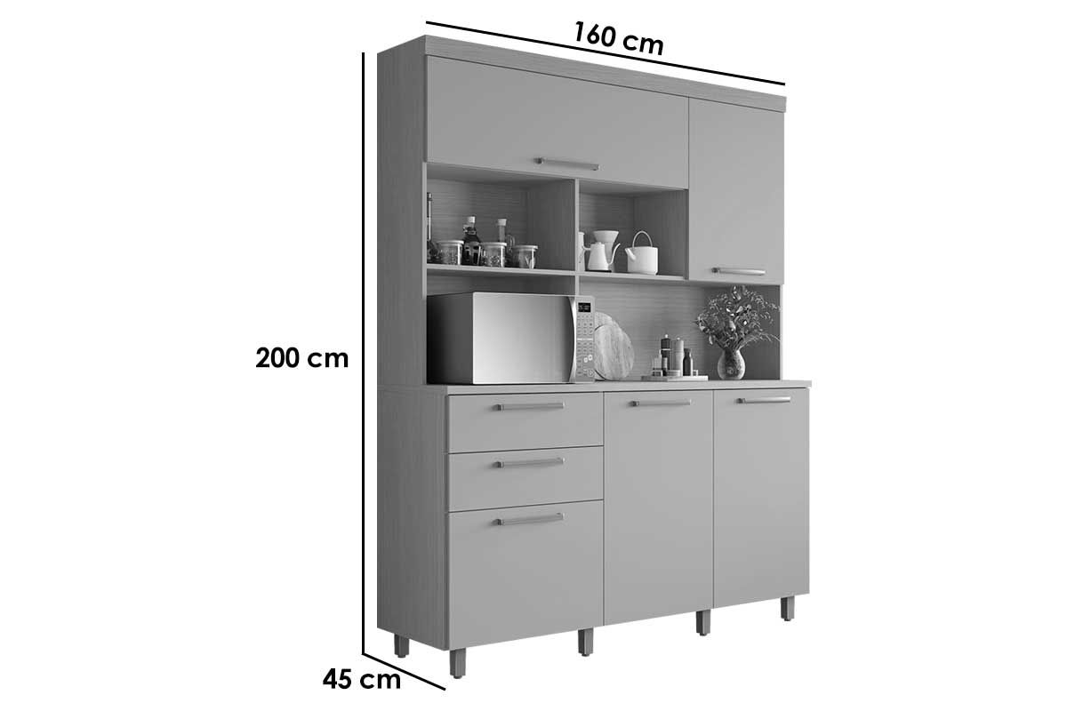 Cozinha Compacta Nesher Nobreza c/5 Portas e 2 Gavetas 160cm