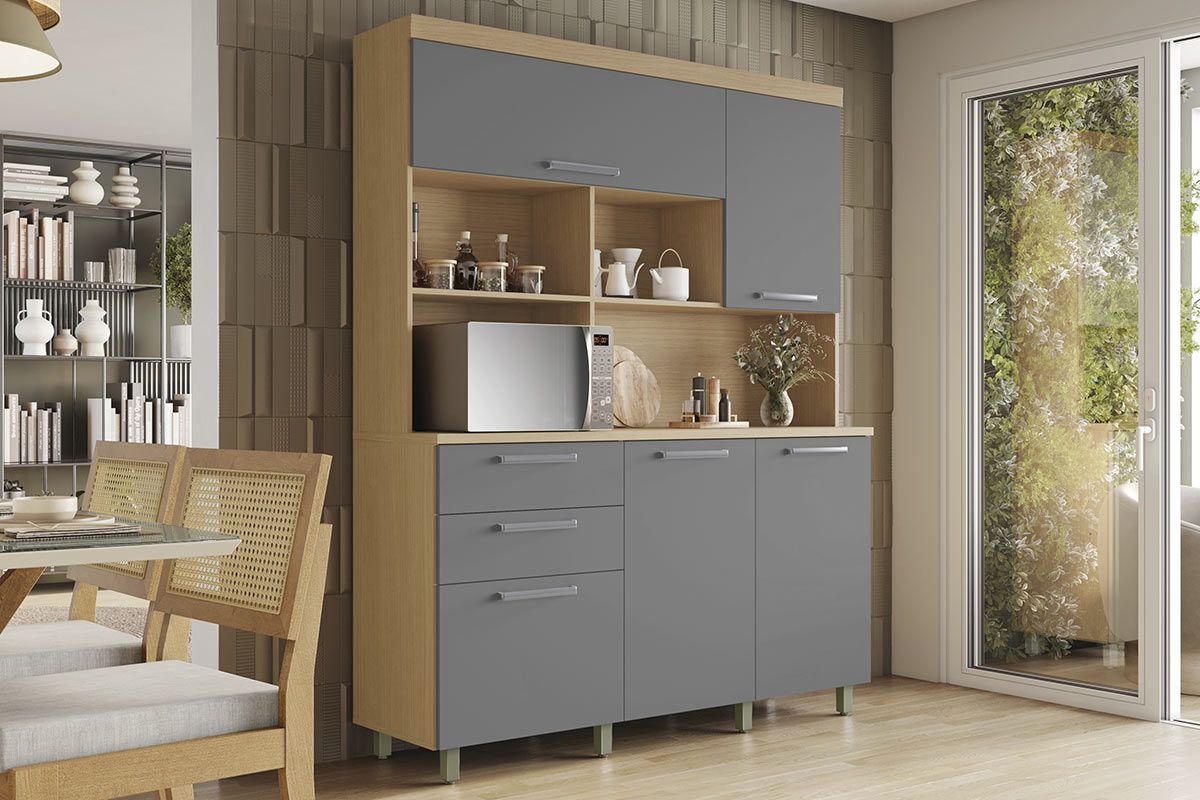 Cozinha Compacta Nesher Nobreza c/5 Portas e 2 Gavetas 160cm