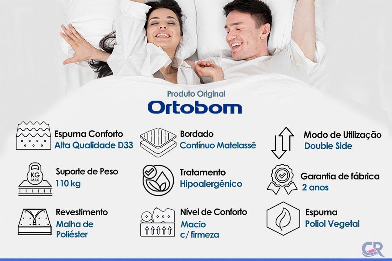 Cama Box CRC +Colchão Espuma D33 Light Ortobom