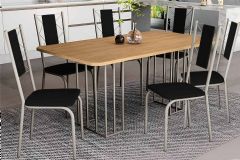 Sala Jantar Mesa Duina c/ Tampo de Madeira 160cm e 6 Cadeiras Lisboa - Kappesberg
