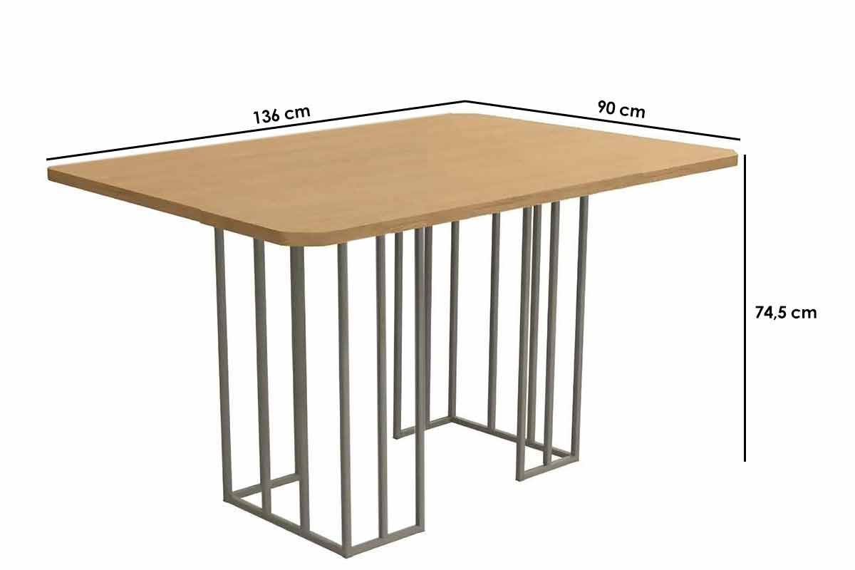 Sala Jantar Mesa Duina c/ Tampo de Madeira 136cm e 4 Cadeiras Noruega - Kappesberg