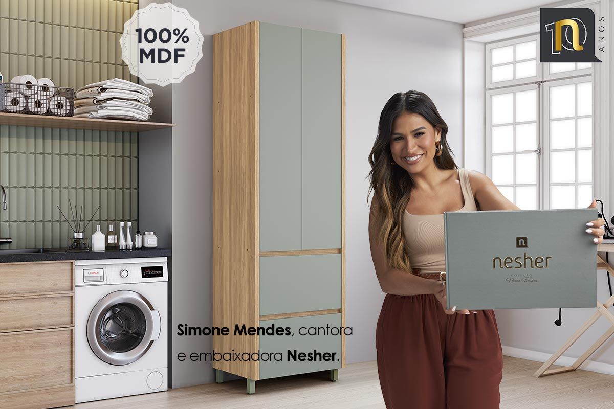 Armário Multiuso Lavanderia Rainha c/2 Portas 2Gavs 70cm Nesher Armário Multiuso Lavanderia Rainha c/2 Portas 2Gavs 70cm Nesher
