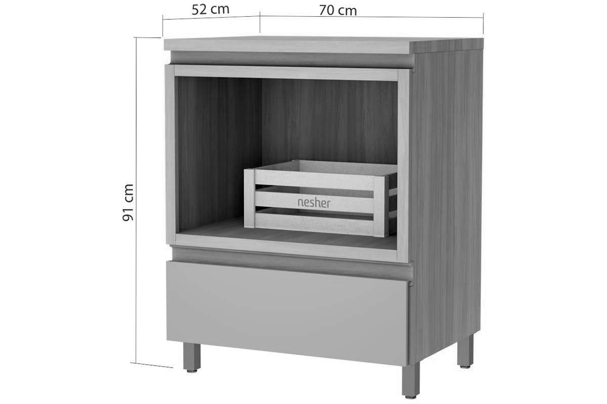 Gabinete Banheiro Rainha c/1Gav e Nicho 70cm Nesher