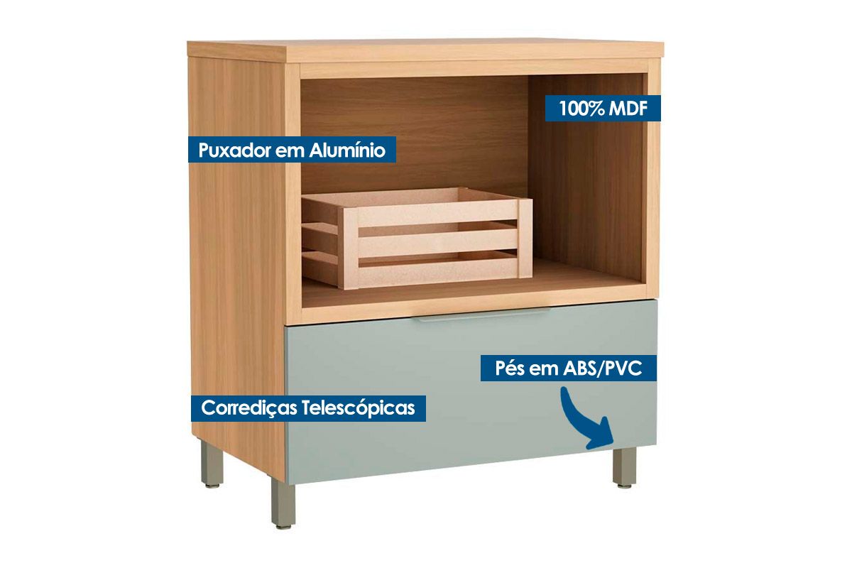 Gabinete Banheiro Marquesa c/1Gav e Nicho 80cm Nesher Gabinete Banheiro Marquesa c/1Gav e Nicho 80cm Nesher