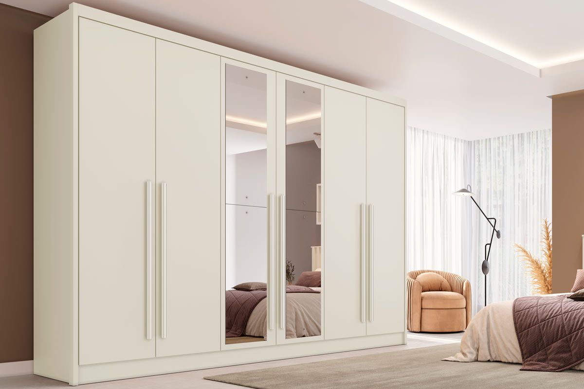 Guarda Roupa Casal 6 Portas c/Esp Valencia EuropaOff White