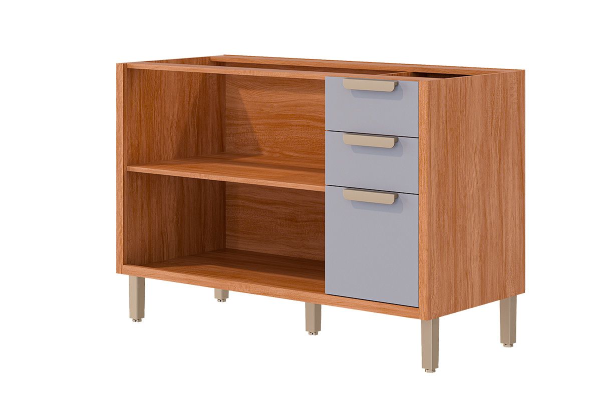Balcão Cozinha MGM s/ Tampo Eloise c/2 Portas e 3 Gavetas 120cm Balcão Cozinha MGM s/ Tampo Eloise c/2 Portas e 3 Gavetas 120cm
