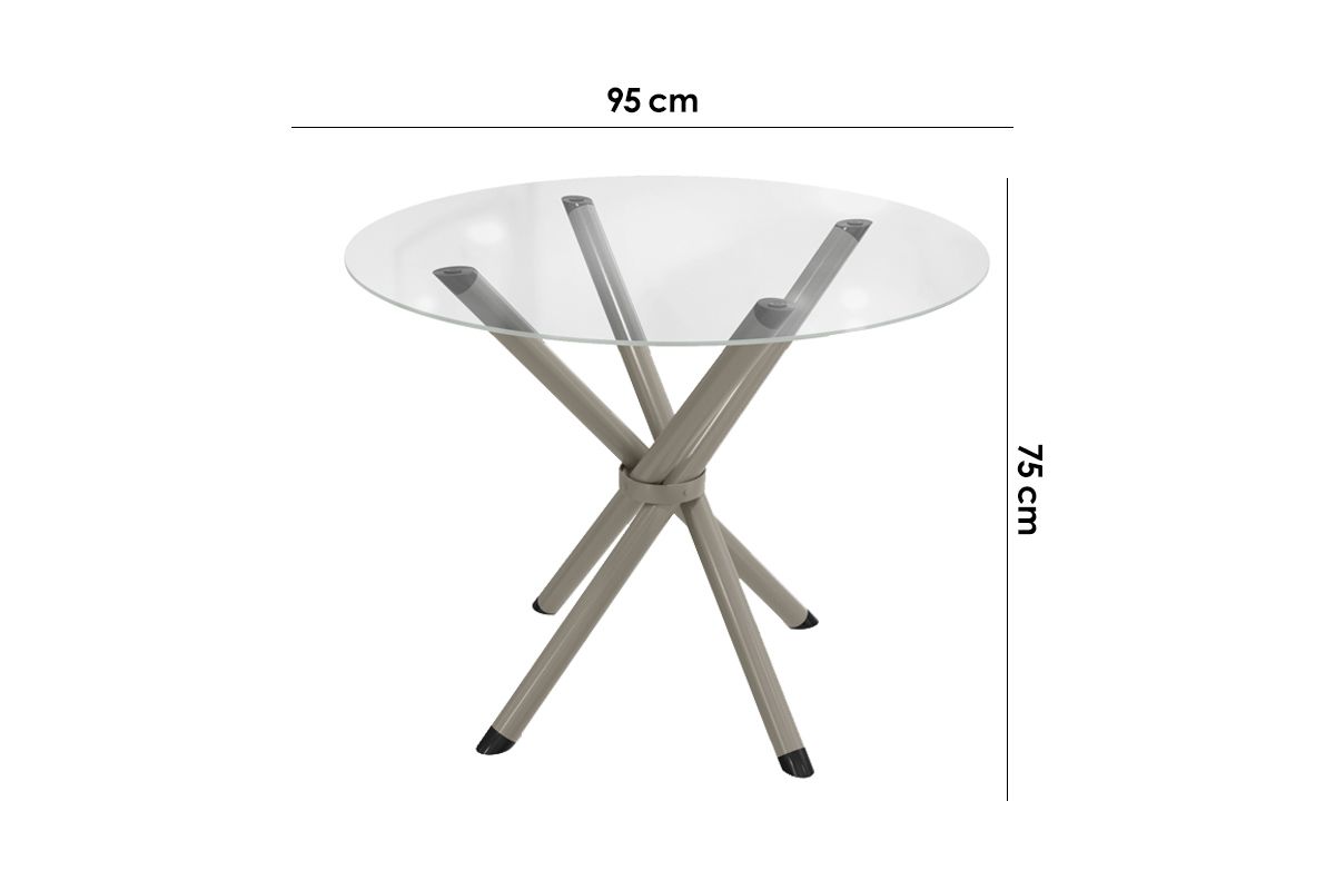Sala Jantar Mesa Volga c/ Tampo de Vidro 95cm e 4 Cadeiras Portugal - Kappesberg