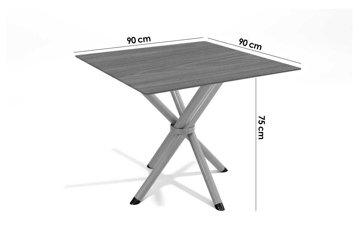 Sala Jantar Mesa Volga c/ Tampo de Madeira 90cm e 4 Cadeiras Holanda - Kappesberg