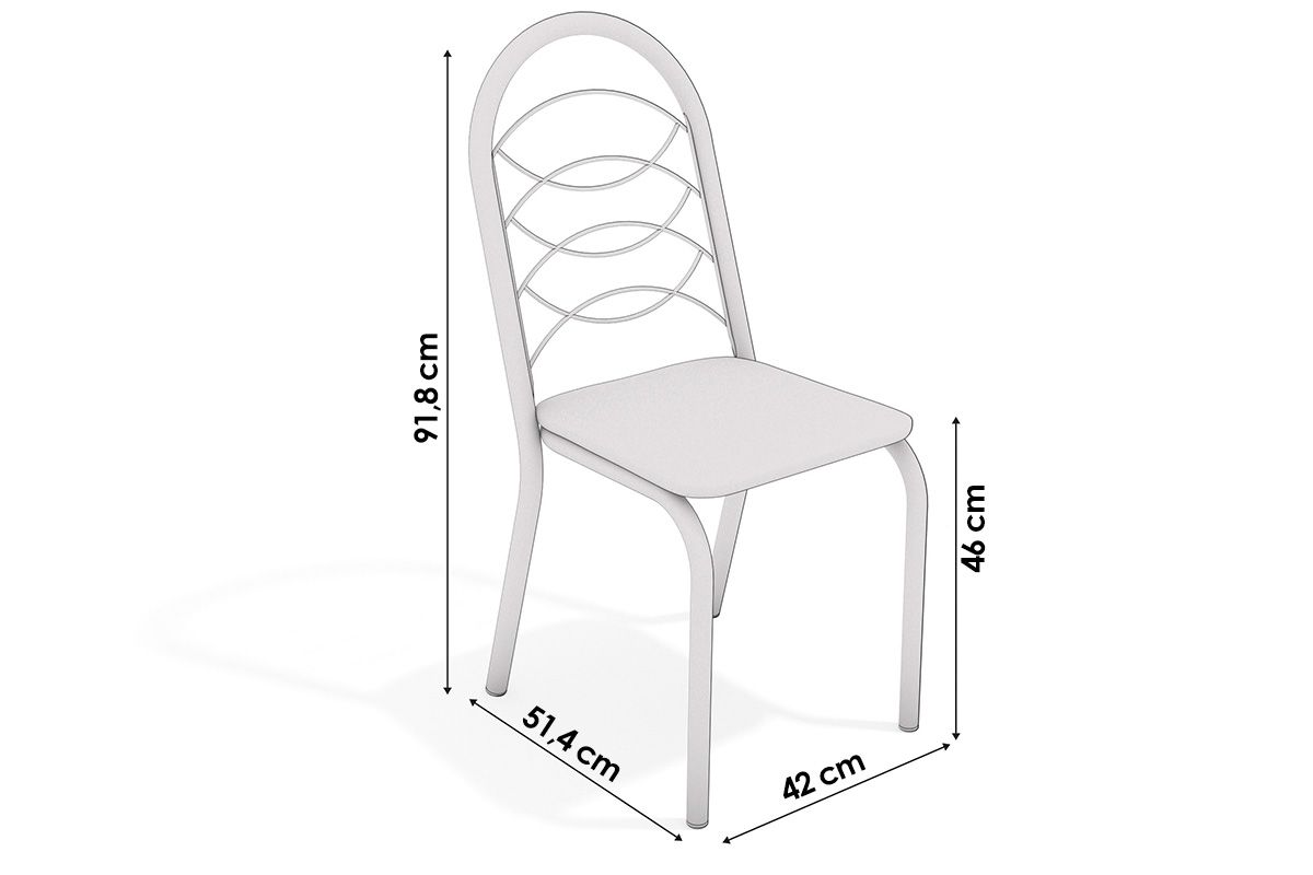 Sala Jantar Mesa Volga c/ Tampo de Vidro 90cm e 4 Cadeiras Holanda - Kappesberg