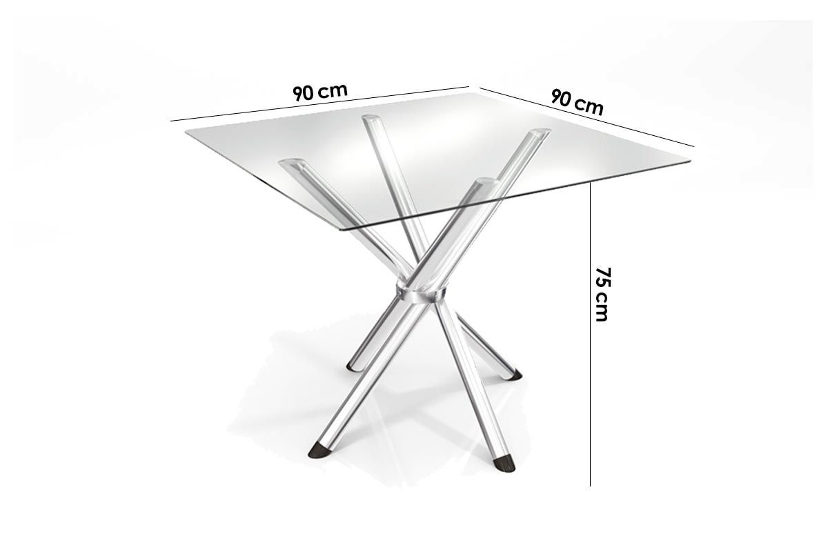 Sala Jantar Mesa Volga c/ Tampo de Vidro 90cm e 4 Cadeiras Florença - Kappesberg
