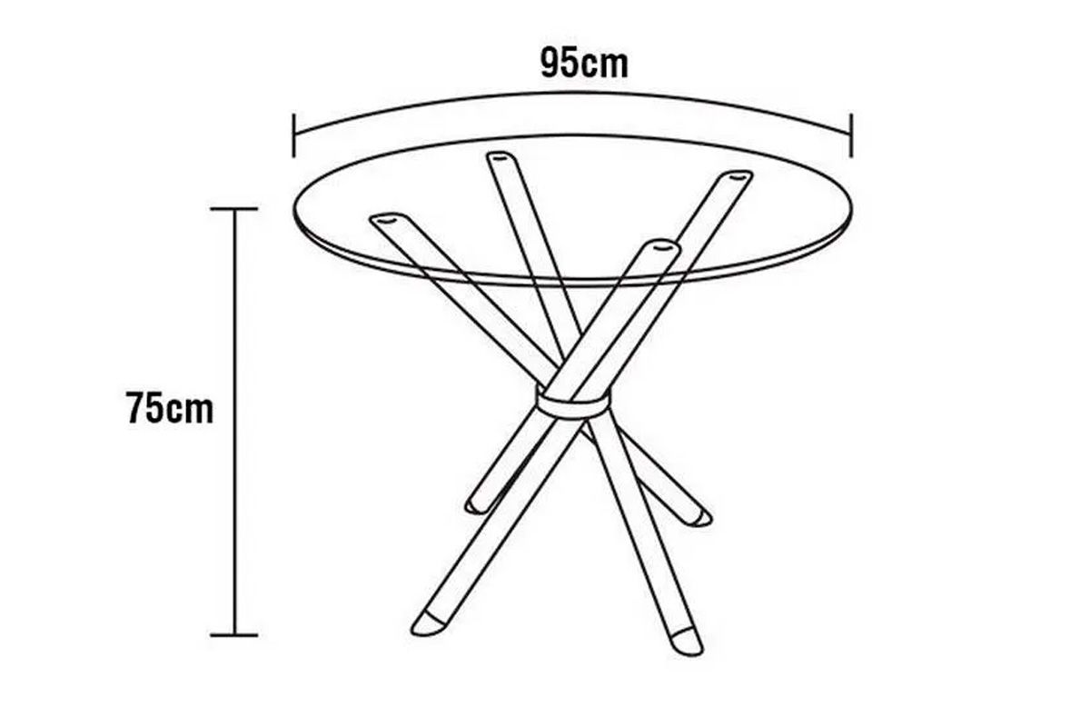 Sala Jantar Mesa Volga c/ Tampo de Vidro 95cm e 4 Cadeiras Florença - Kappesberg