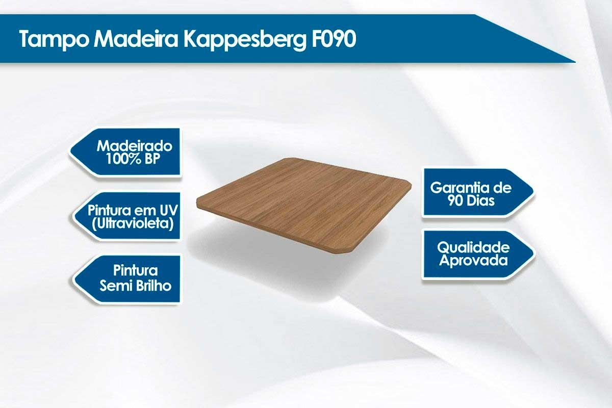 Sala Jantar Mesa Volga c/ Tampo de Madeira 90cm e 4 Cadeiras Noruega - Kappesberg