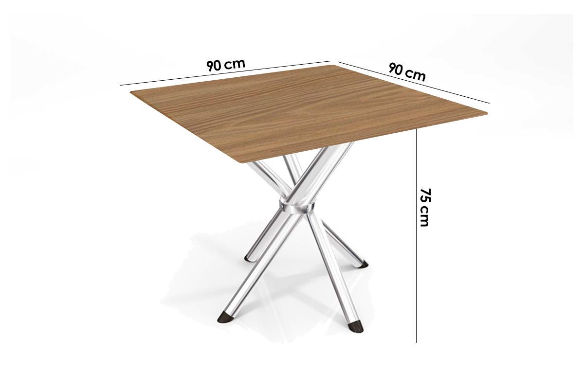 Sala Jantar Mesa Volga c/ Tampo de Madeira 90cm e 4 Cadeiras Noruega - Kappesberg