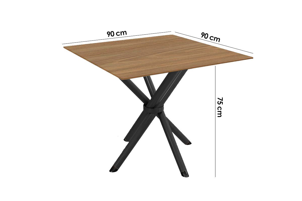Sala Jantar Mesa Volga c/ Tampo de Madeira 90cm e 4 Cadeiras Noruega - Kappesberg