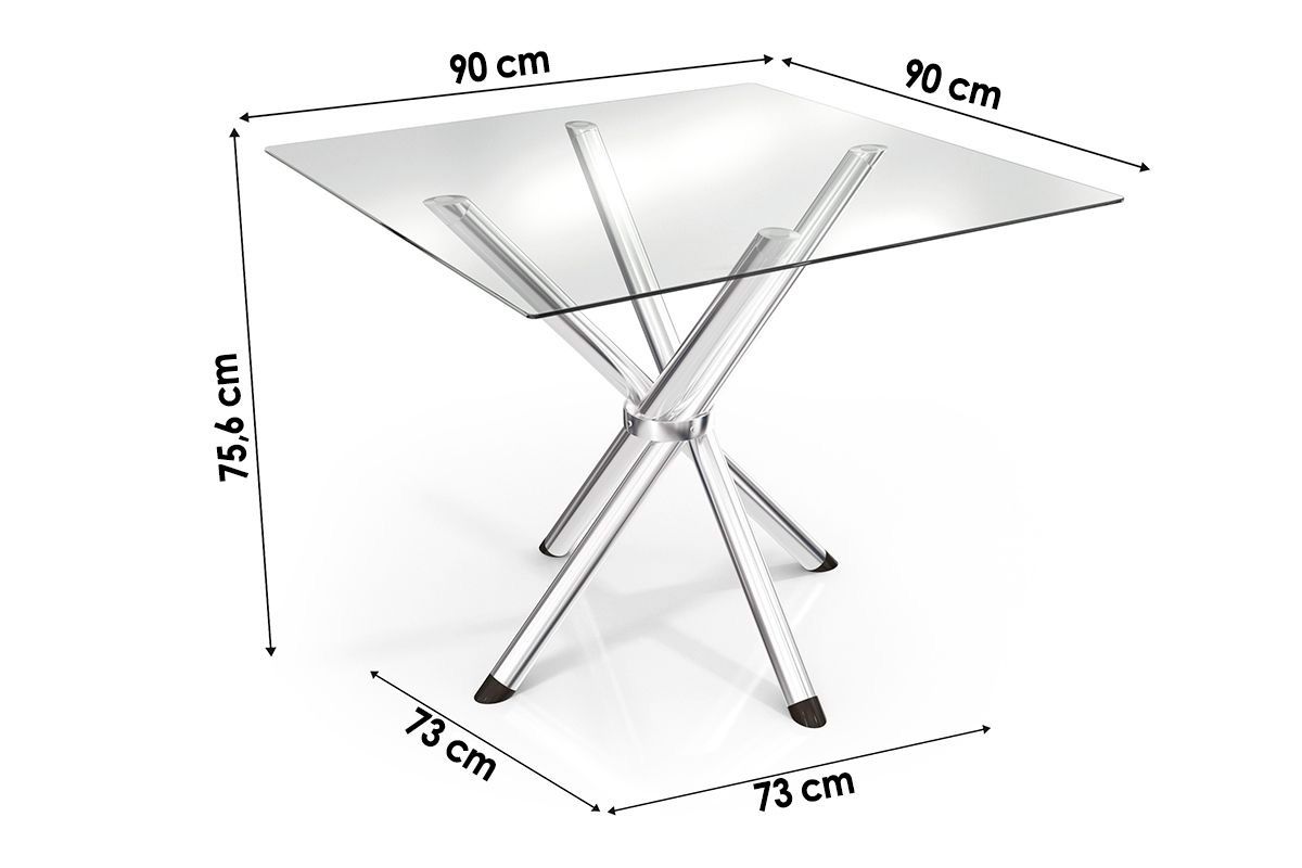 Sala Jantar Mesa Volga c/ Tampo de Vidro 95cm e 4 Cadeiras Amsterdã - Kappesberg