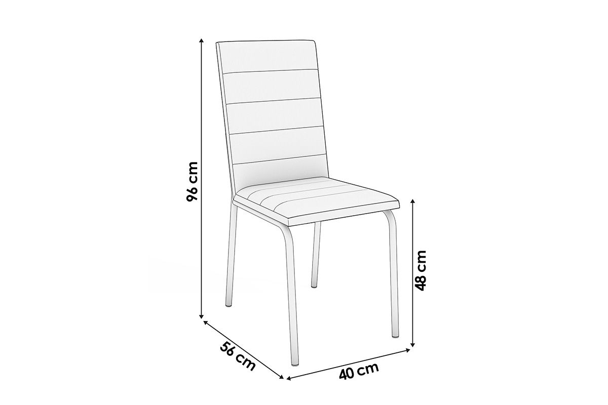 Sala Jantar Mesa Volga c/ Tampo de Vidro 95cm e 4 Cadeiras Amsterdã - Kappesberg