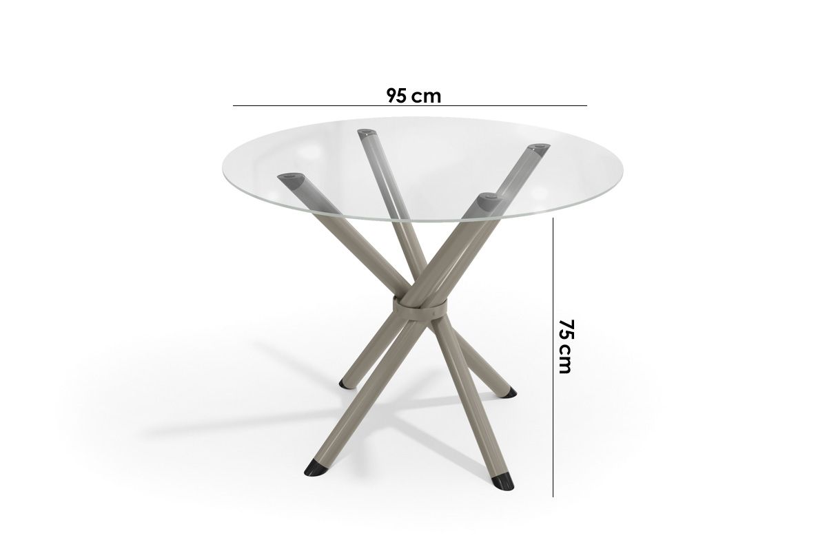 Sala Jantar Mesa Volga c/ Tampo de Vidro 95cm e 4 Cadeiras Amsterdã - Kappesberg