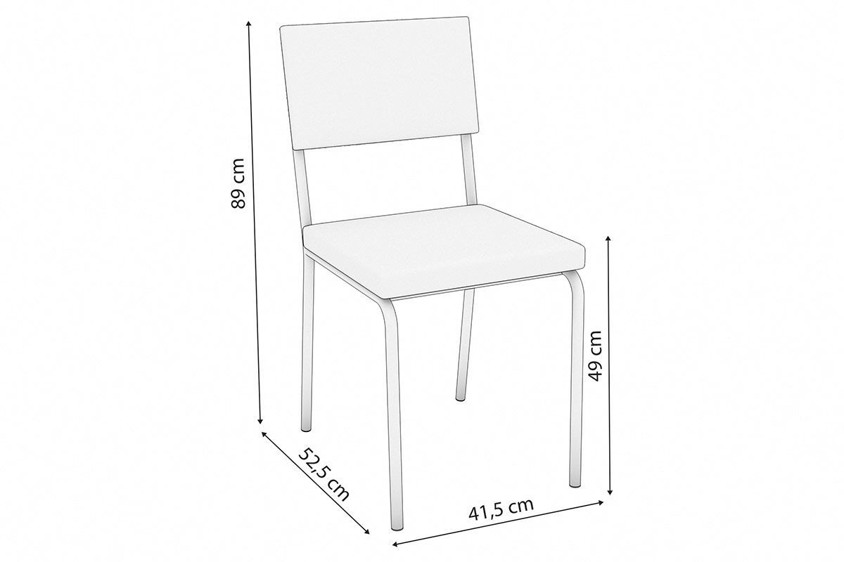 Sala Jantar Mesa Volga c/ Tampo de Madeira 90cm e 4 Cadeiras Zaria - Kappesberg