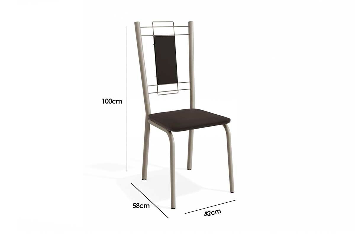Sala Jantar Mesa Elba c/ Tampo de Vidro 150cm e 6 Cadeiras Florença - Kappesberg