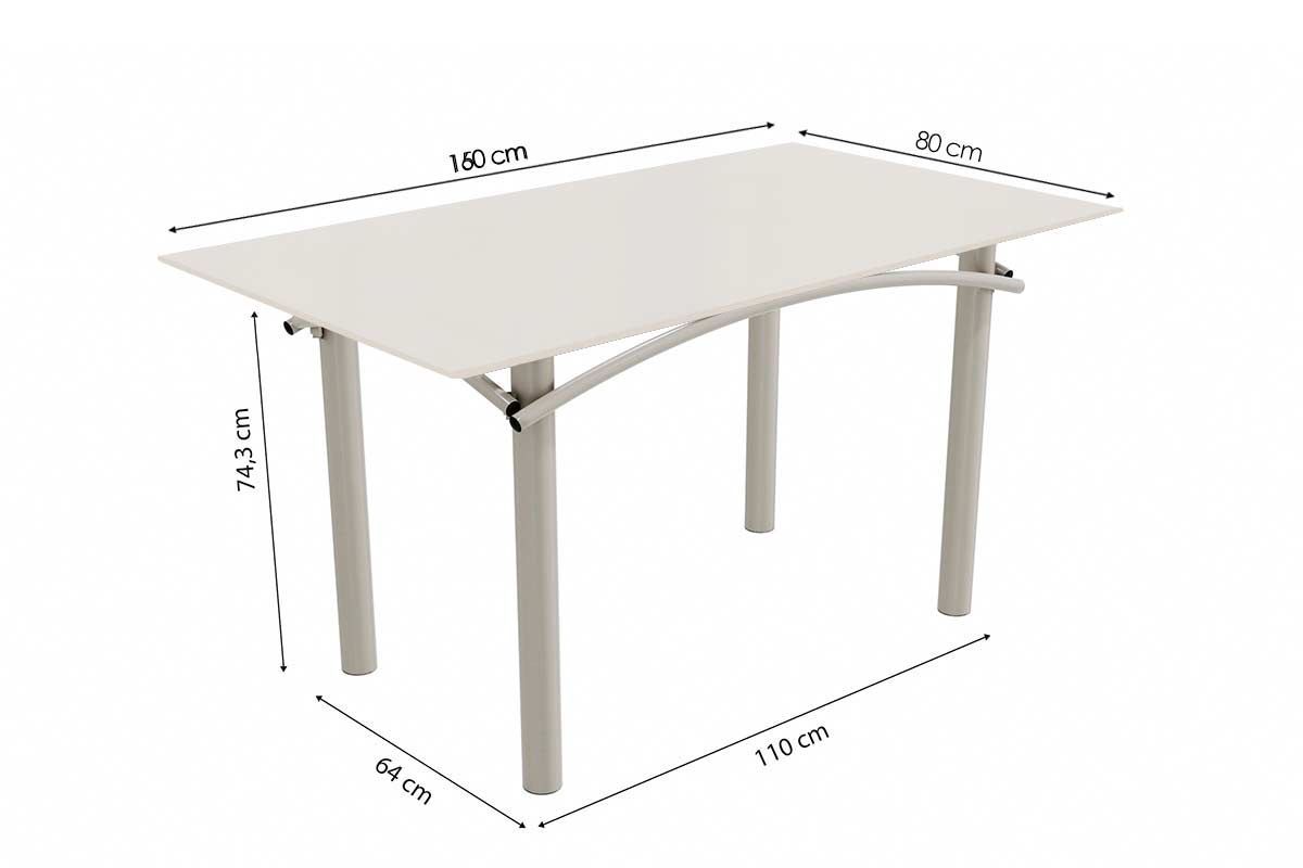 Sala Jantar Mesa Elba Tampo Madeirado c/ Vidro 160cm e 6 Cadeiras Florença - Kappesberg