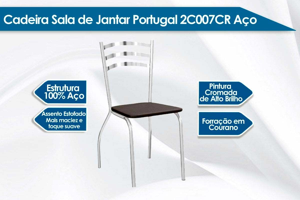 Sala Jantar Mesa Elba Tampo Madeirado c/ Vidro 120cm e 6 Cadeiras Portugal - Kappesberg