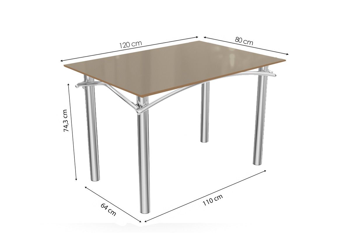 Sala Jantar Mesa Elba Tampo Madeirado c/ Vidro 120cm e 6 Cadeiras Portugal - Kappesberg