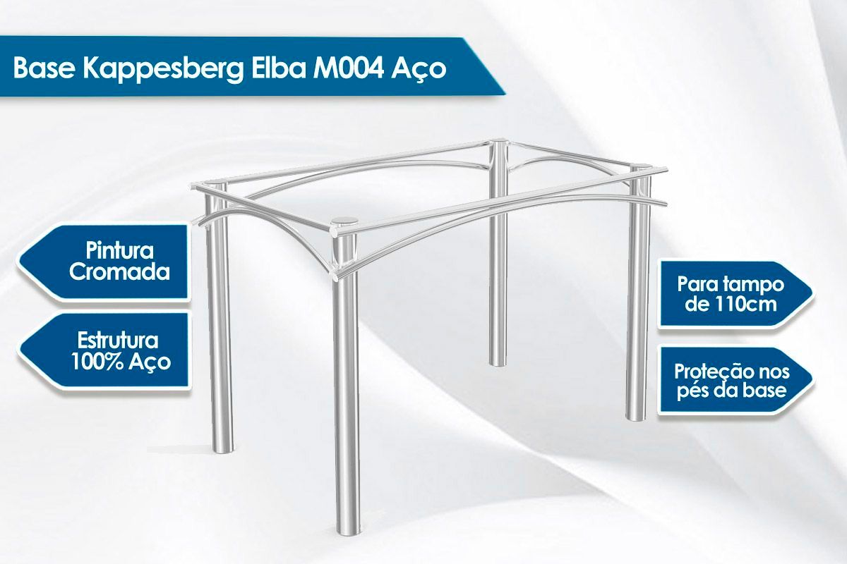 Sala Jantar Mesa Elba c/ Tampo de Vidro 120cm e 6 Cadeiras Holanda - Kappesberg