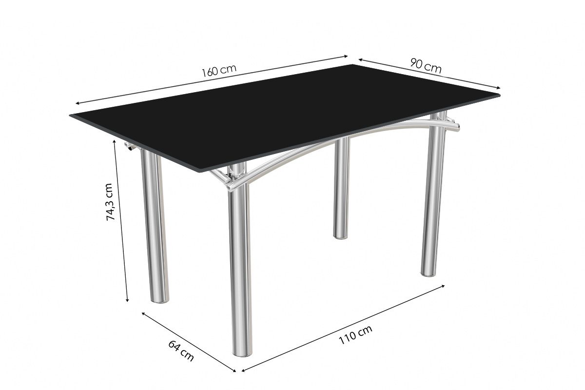 Sala Jantar Mesa Elba Tampo Madeirado c/ Vidro 160cm e 6 Cadeiras Lisboa - Kappesberg