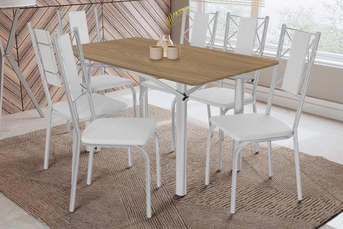 Sala Jantar Mesa Elba c/ Tampo de Madeira 160cm e 6 Cadeiras Lisboa - Kappesberg