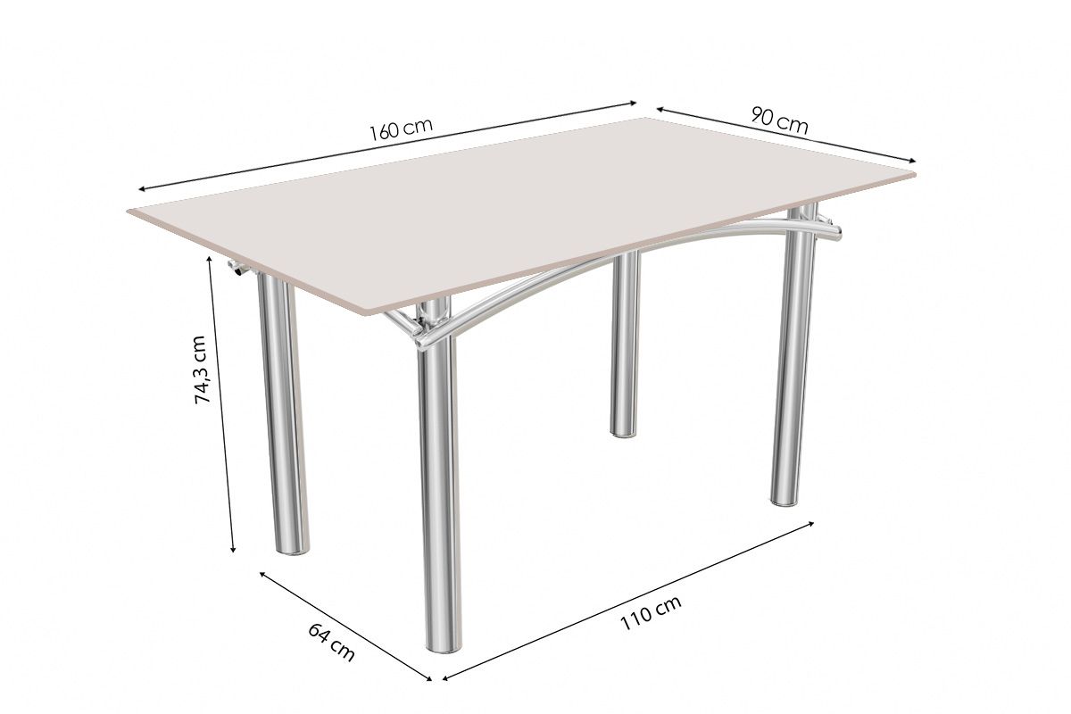 Sala Jantar Mesa Elba Tampo Madeirado c/ Vidro 160cm e 6 Cadeiras Amsterdã - Kappesberg