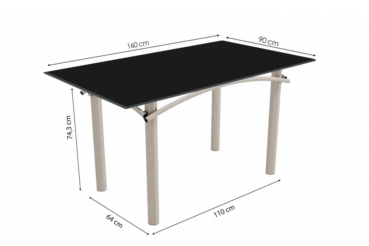 Sala Jantar Mesa Elba Tampo Madeirado c/ Vidro 160cm e 6 Cadeiras Amsterdã - Kappesberg