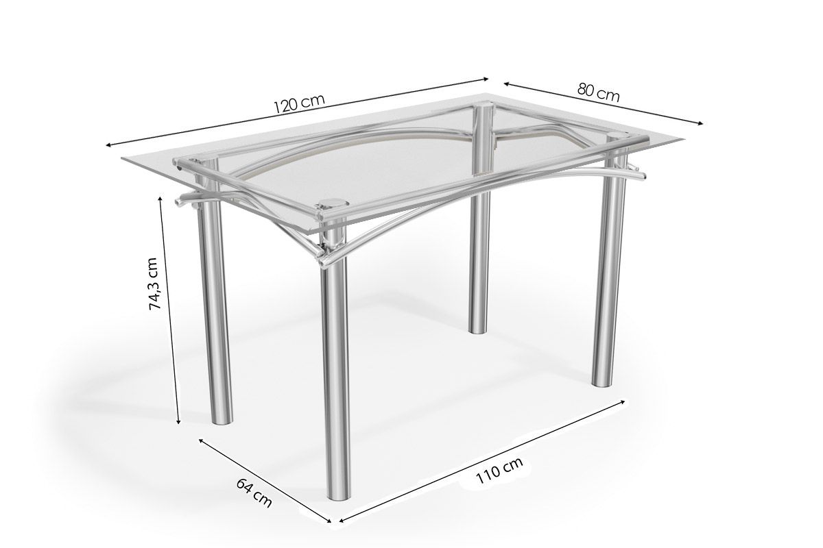 Sala Jantar Mesa Elba c/ Tampo de Vidro 120cm e 6 Cadeiras Amsterdã - Kappesberg