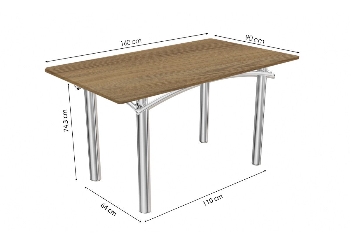 Sala Jantar Mesa Elba c/ Tampo de Madeira 160cm e 6 Cadeiras Amsterdã - Kappesberg