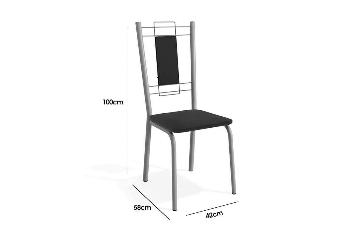 Sala Jantar Mesa Reno c/ Tampo de Vidro 150cm e 4 Cadeiras Florença - Kappesberg