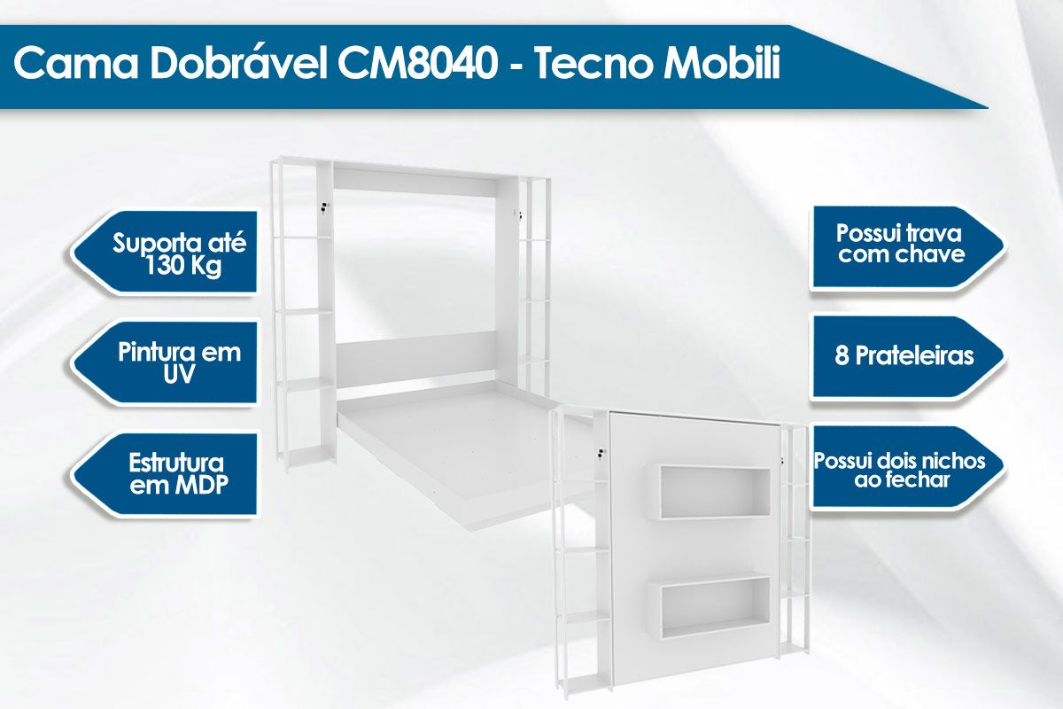 Cama Dobrável CM8040 - Tecno Mobili Cama Dobrável CM8040 - Tecno Mobili