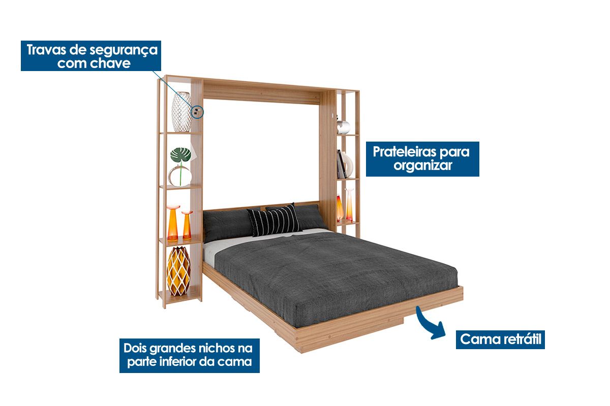 Cama Dobrável CM8040 - Tecno Mobili Cama Dobrável CM8040 - Tecno Mobili