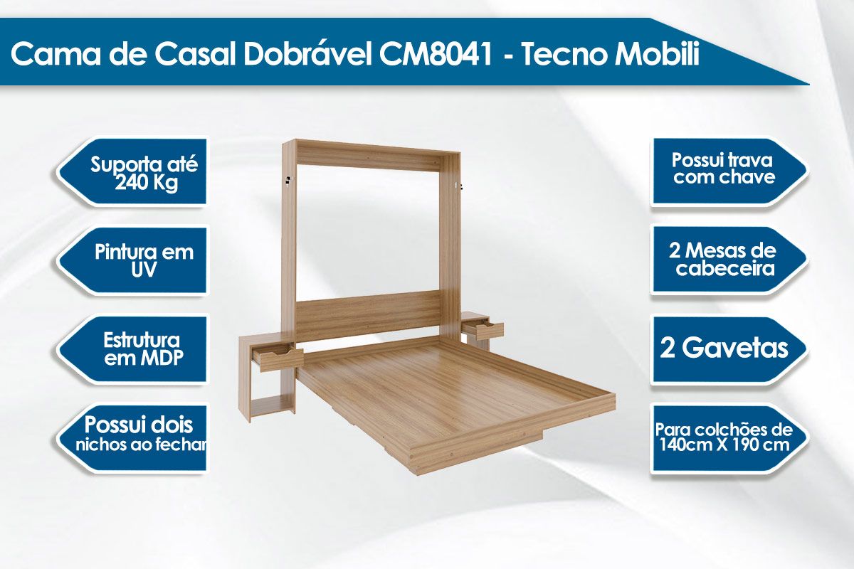 Cama Dobrável CM8041 - Tecno Mobili