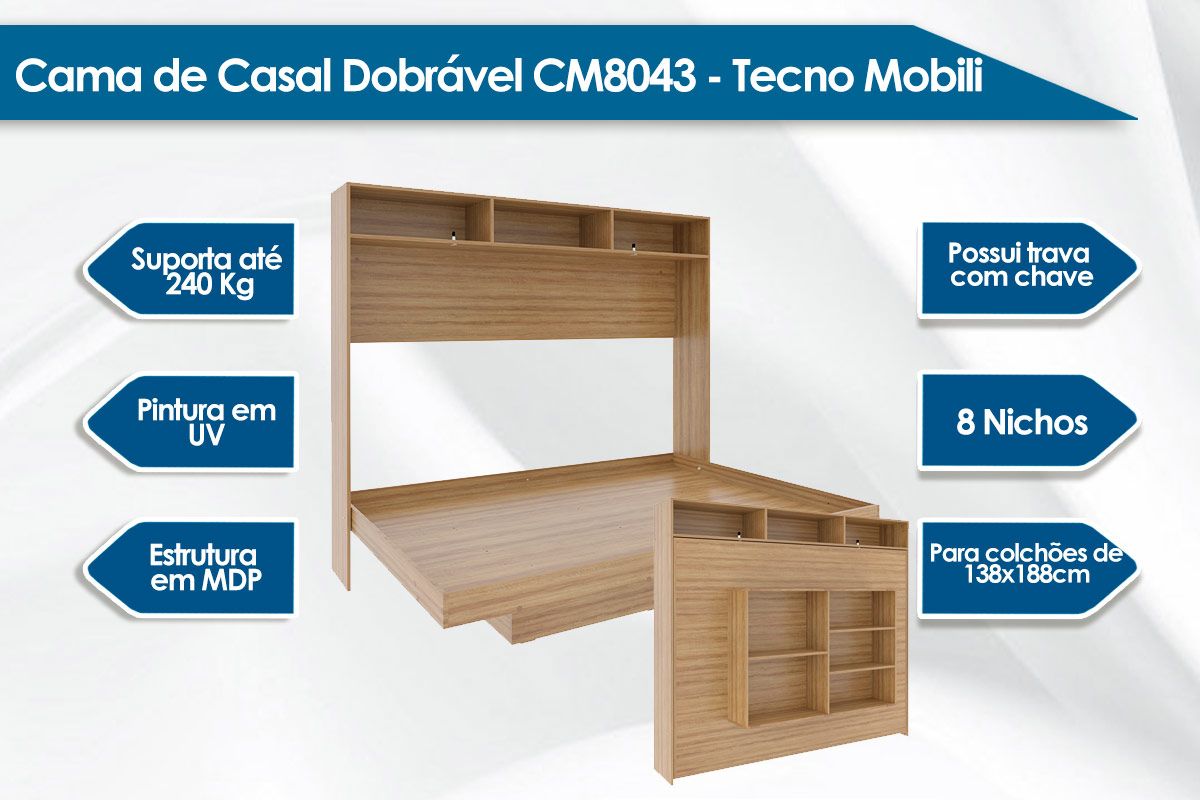 Cama Dobrável cCM8043 - Tecno Mobili Cama Dobrável cCM8043 - Tecno Mobili
