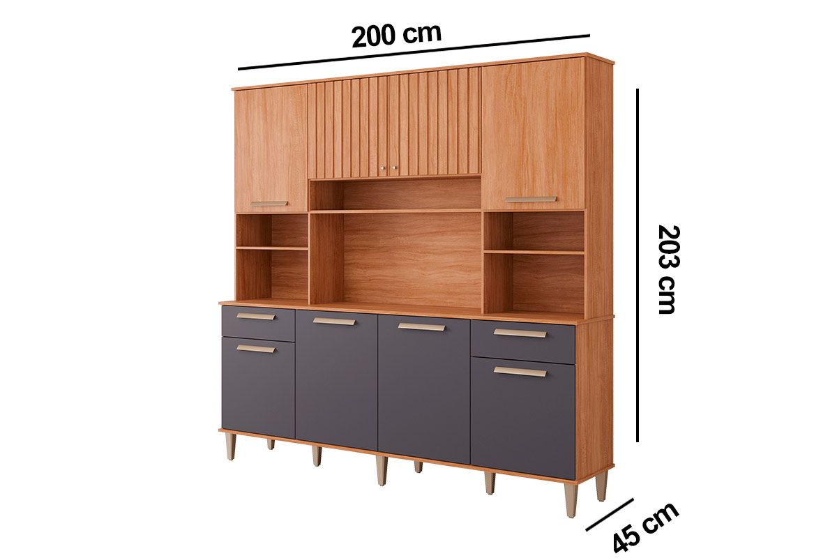 Cozinha Compacta MGM Livia 8 Portas 2 Gavetas e 6 Nichos