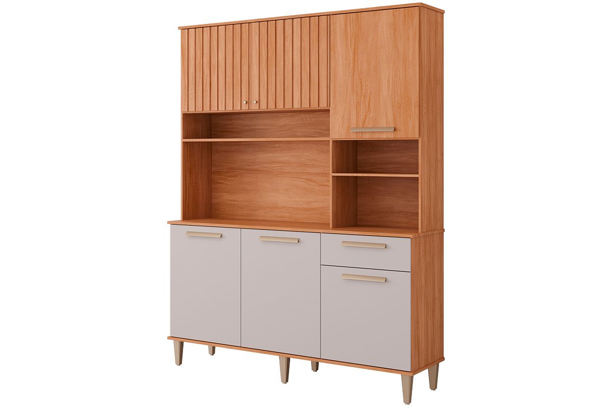 Cozinha Compacta MGM Mila 6 Portas 1 Gaveta e 4 NichosCinamomo/Off White