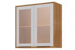 Armário Aéreo Cozinha MGM Brilhante c/2 Portas 80cm - Cinamomo/Branco