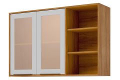 Armário Aéreo Cozinha MGM Brilhante c/2 Portas 120cm - Cinamomo/Branco